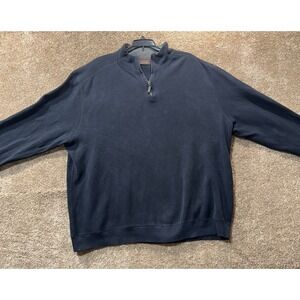 Tasso Elba Sweater Mens XXL Black Quarter Zip Pullover‎ Long Sleeve Warm Cotton